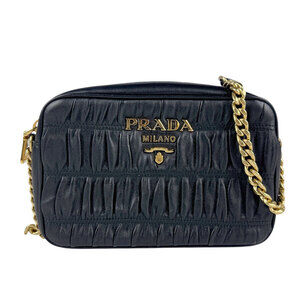 Prada Nappa Gaufre camera Crossbody bag black leather